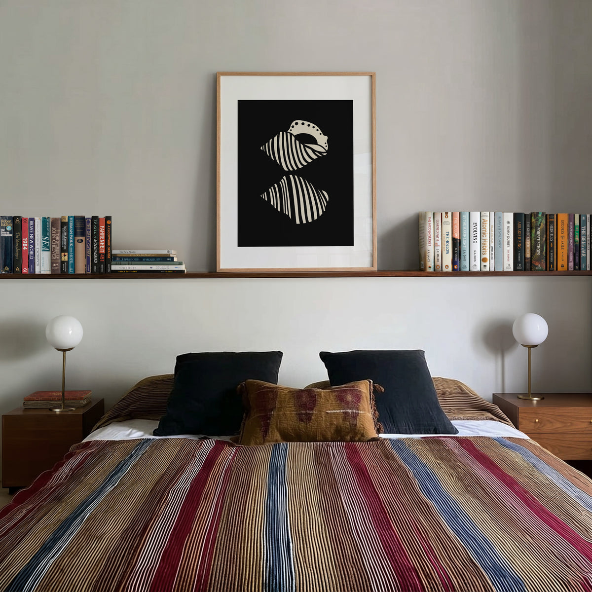 striped seashell art print